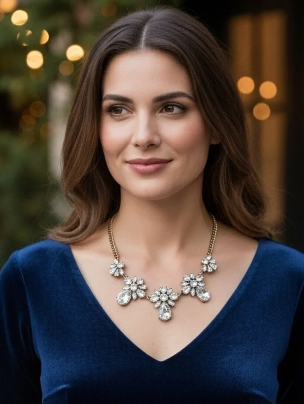 J. Crew Clear Crystal Floral Statement Necklace